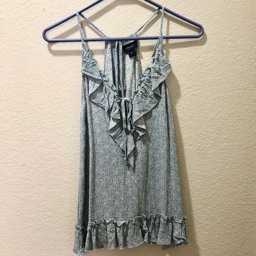 Buckle brand Sleeveless Ruffle V-Neck Tank Top - Blue denim color